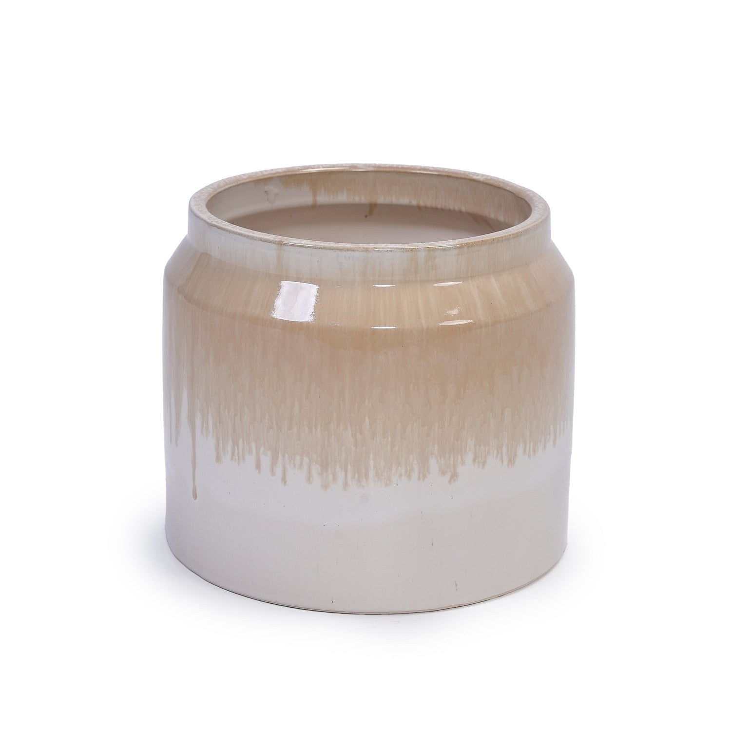 Set of 2 Gradient Ceramic Flowerpots - White/Brown