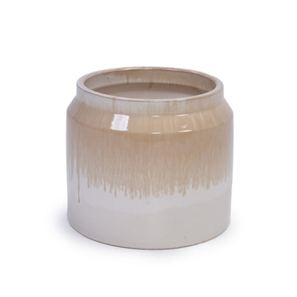 Set of 2 Gradient Ceramic Flowerpots - White/Brown