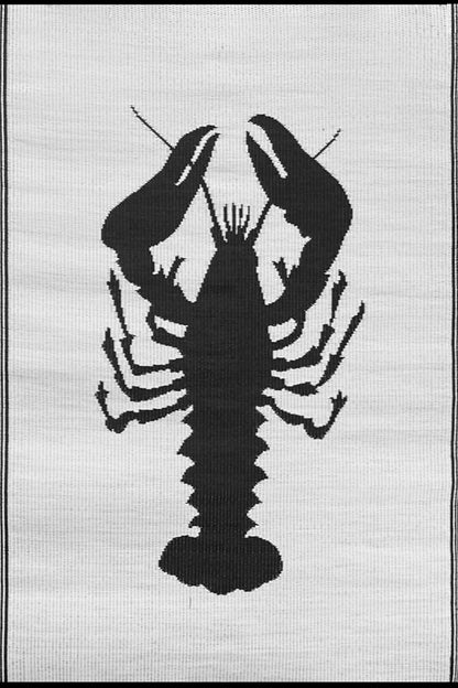 Lobster Black &amp; White Outdoor Mat