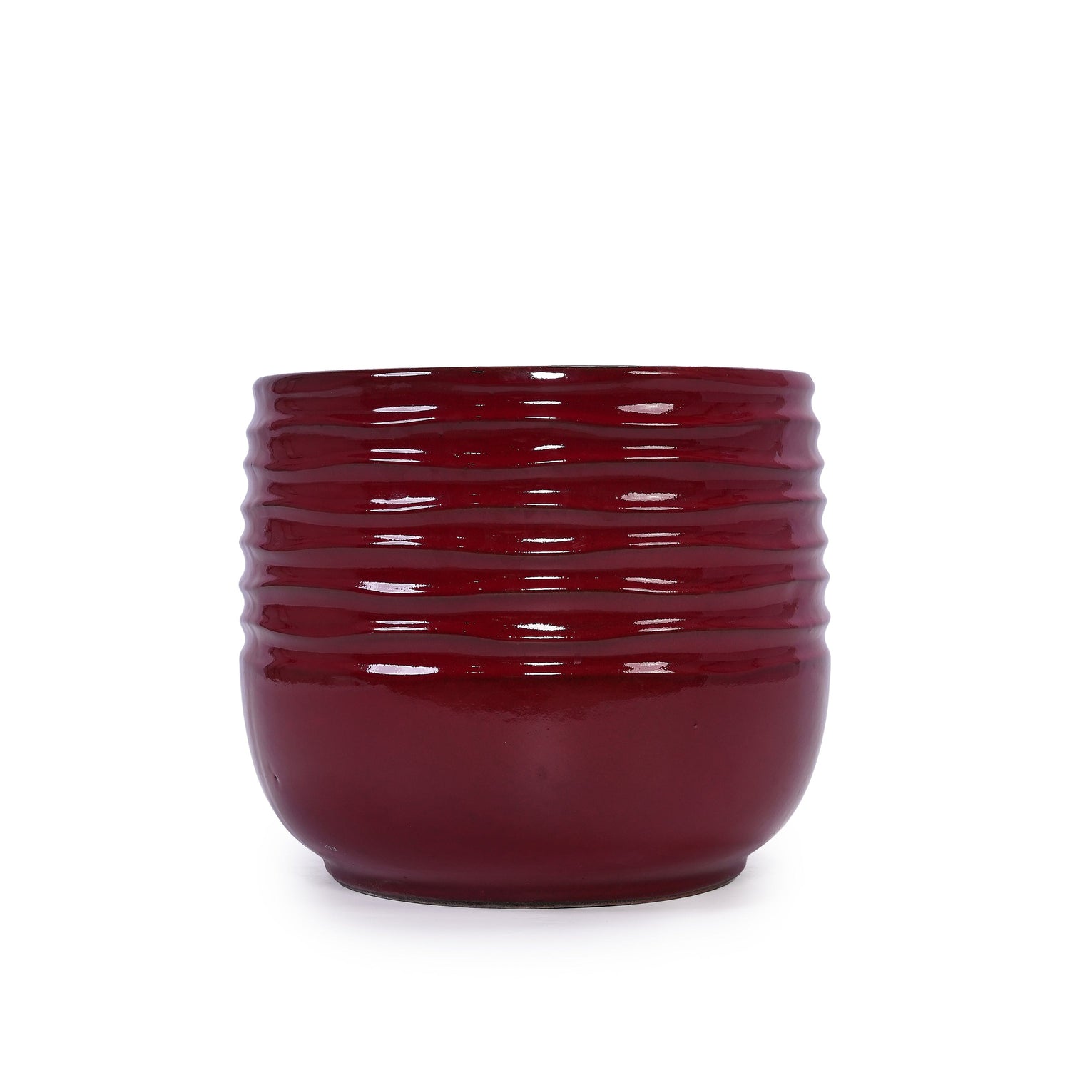 Set of 3 Ceramic Flowerpots - Bean Paste Red
