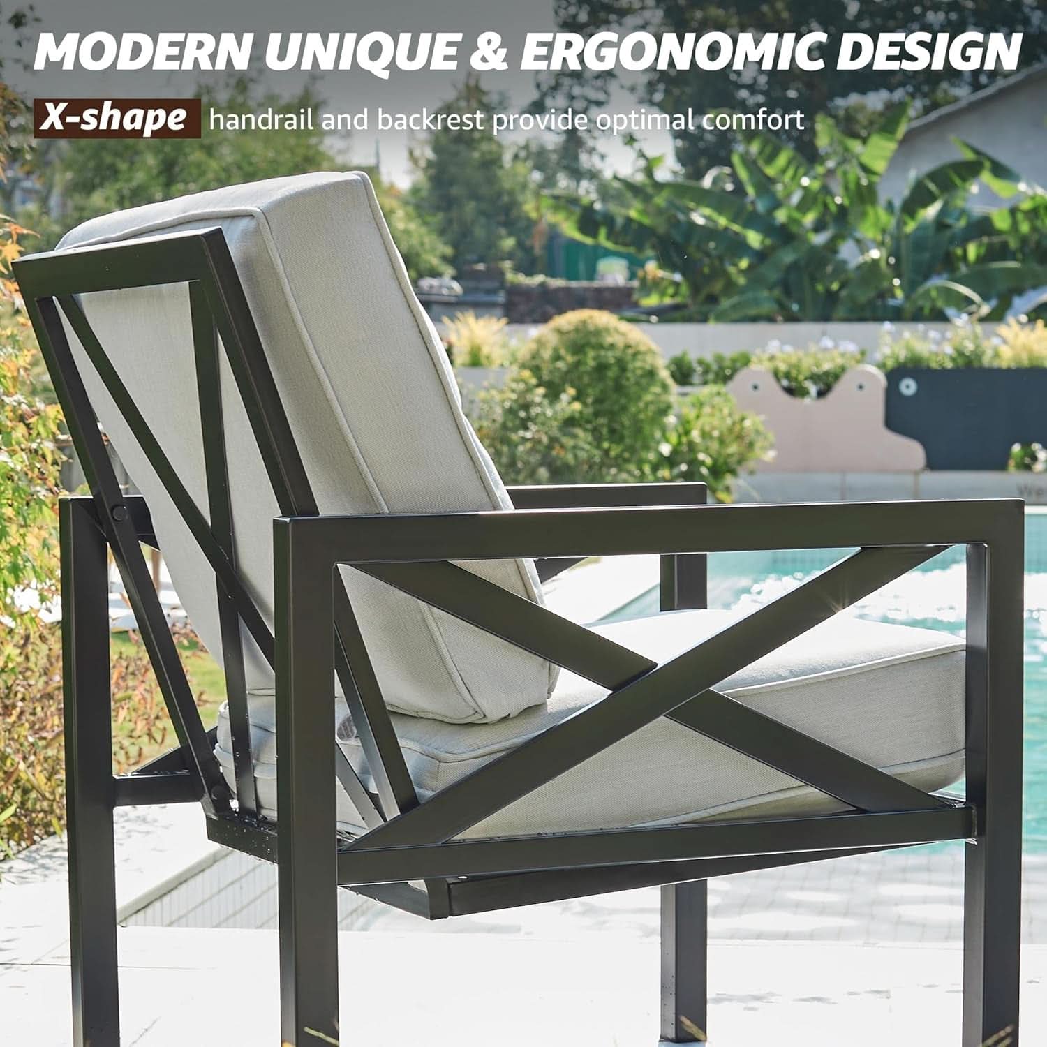 4 Piece Outdoor Metal Patio Set With Cushions