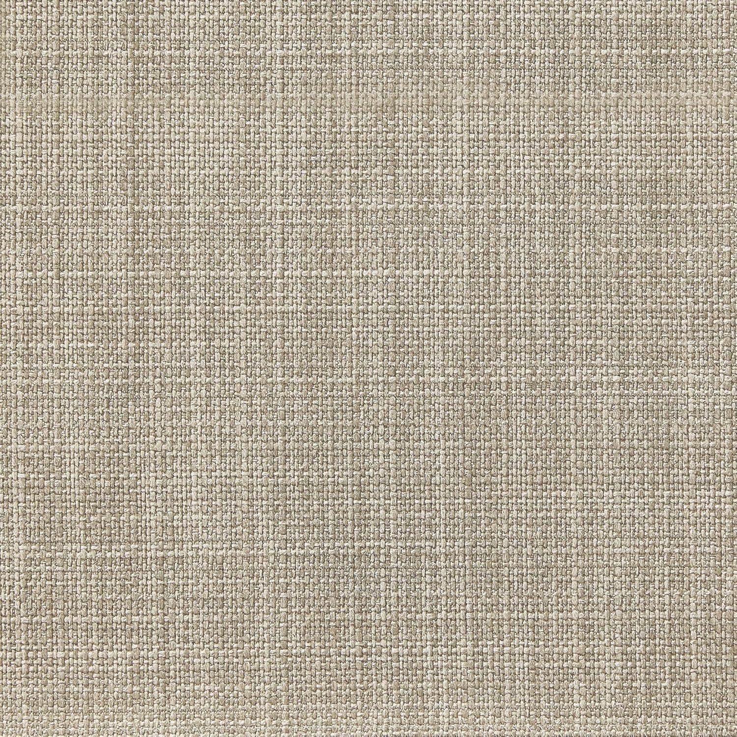 Beige Linen Round Storage Ottoman