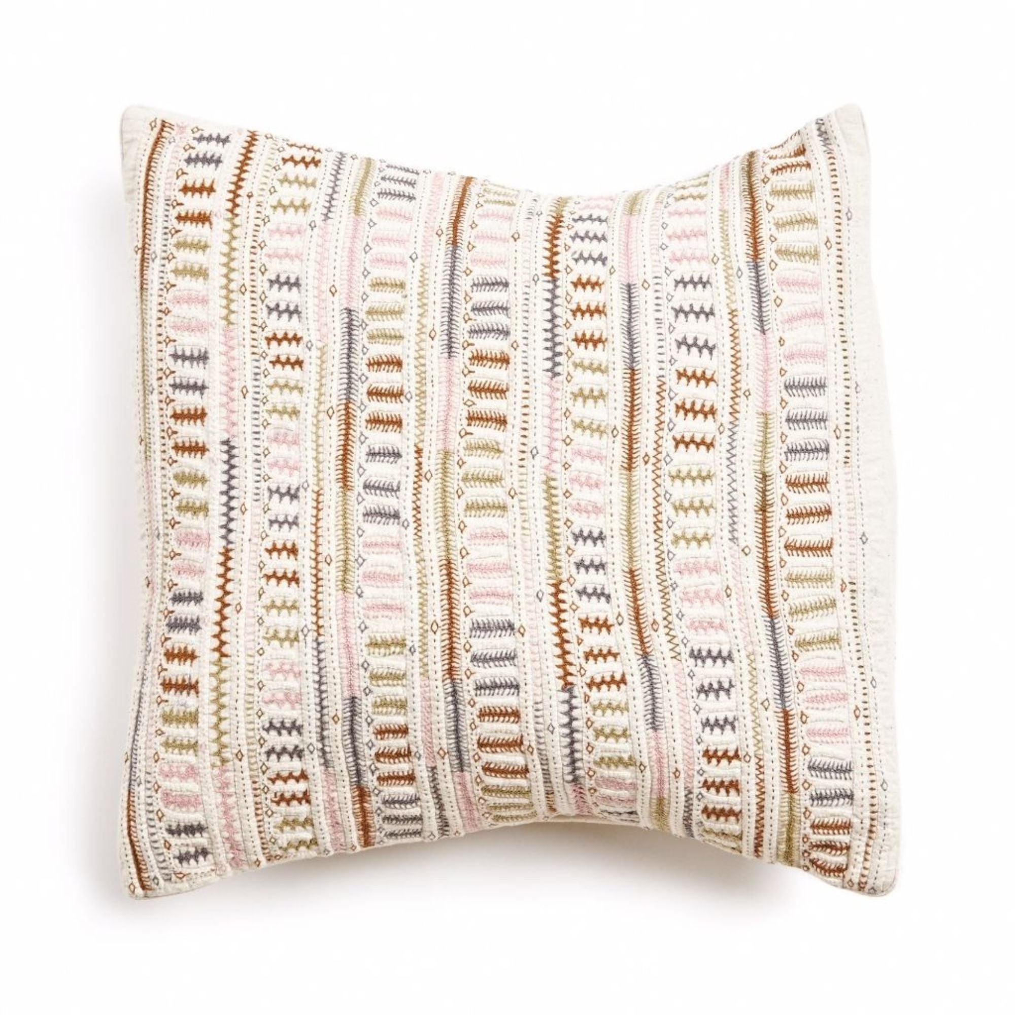 Dahli Brown Fully Hand Embroidered Artisanal Pillow
