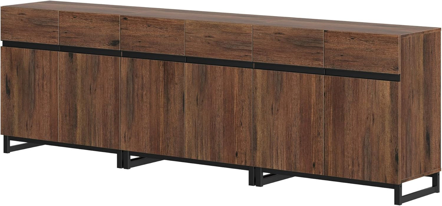 Brown 3 in 1 Sideboard Buffet Cabinet With Adjustable Shelf