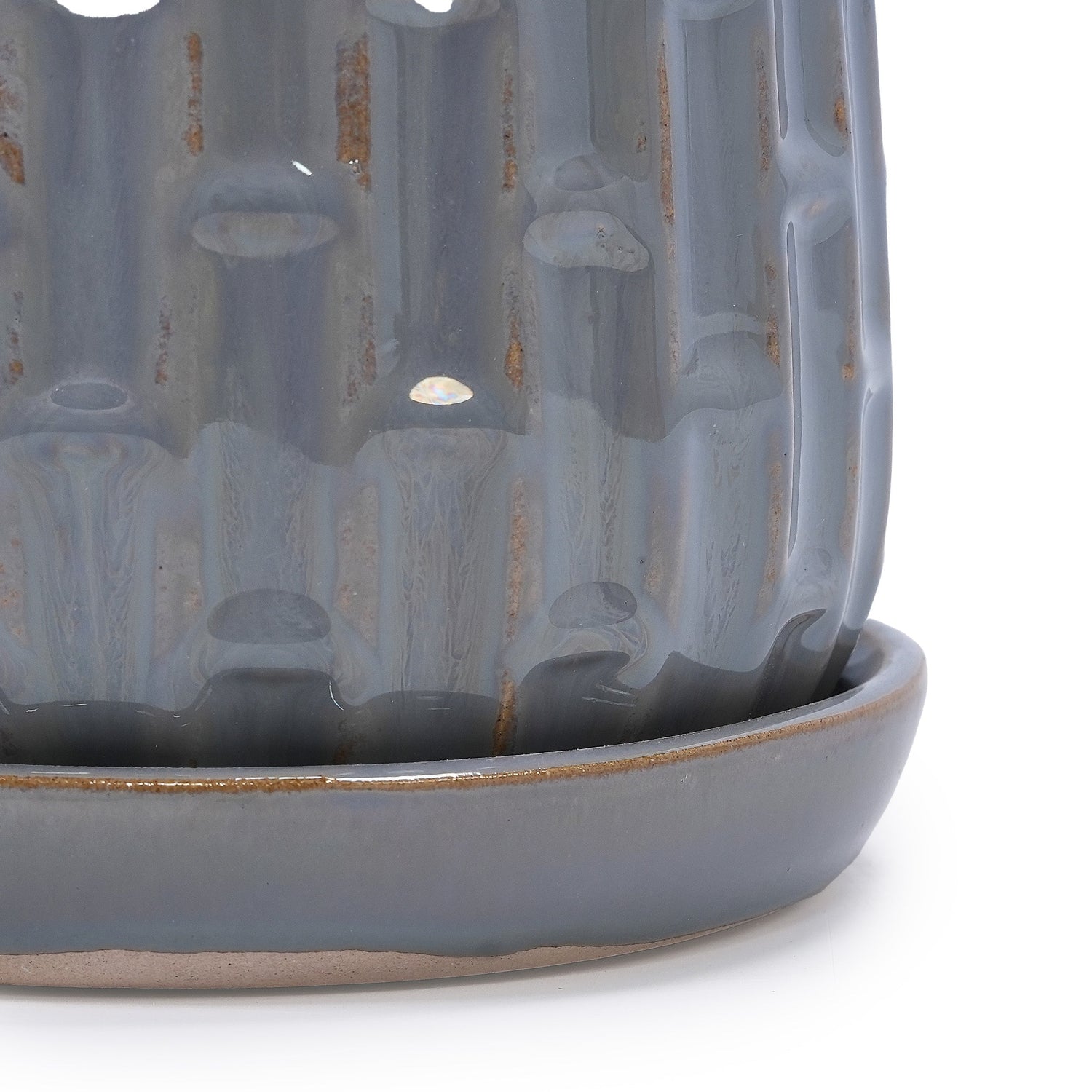 Set of 2 Ceramic Flowerpots - Gray