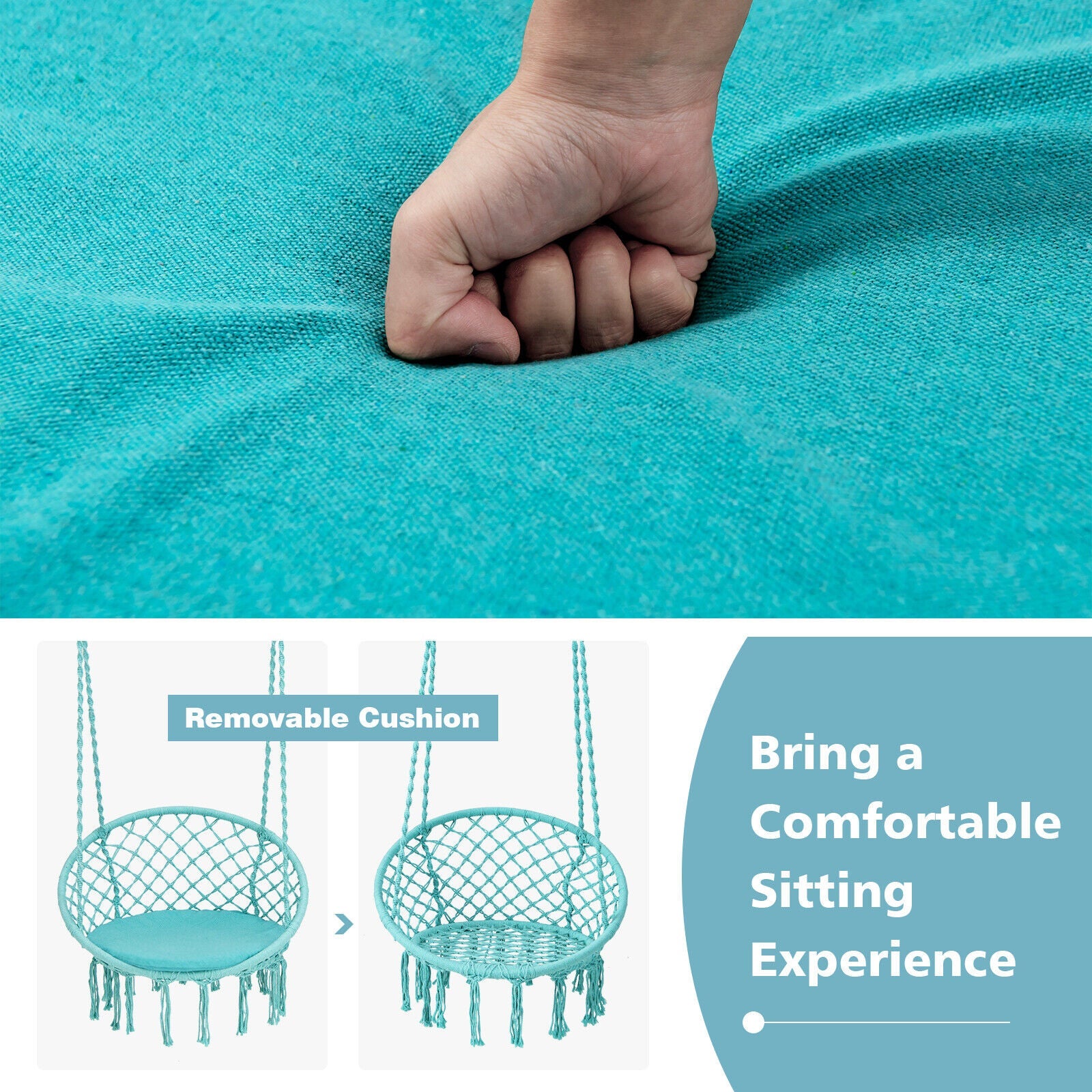Cushioned Hammock Chair with Hanging Kit