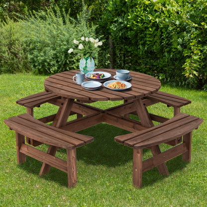 8 Seat Wood Picnic Dining Set