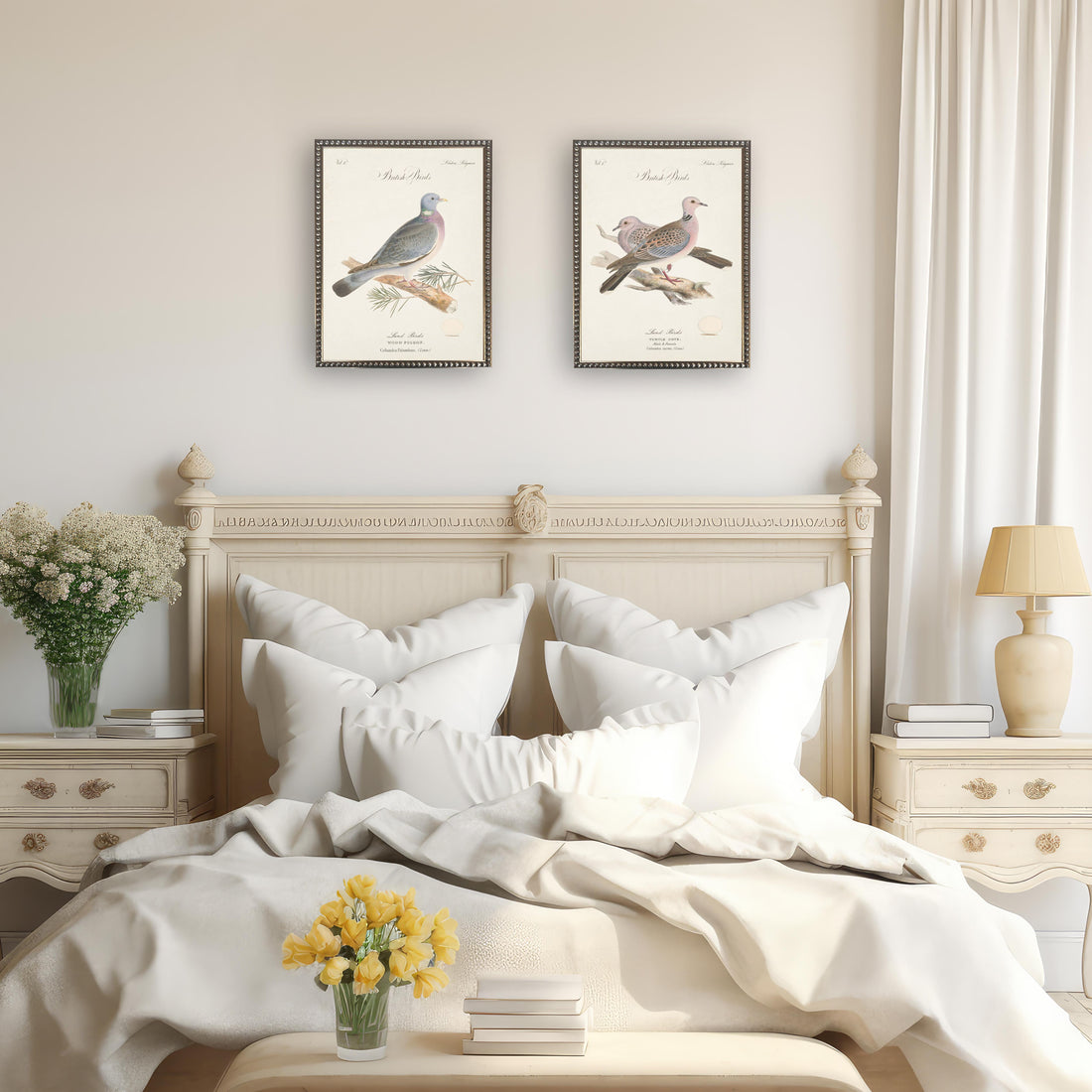 Wood Pigeon in Silver-Beaded Frame - 24 x 18 inches
