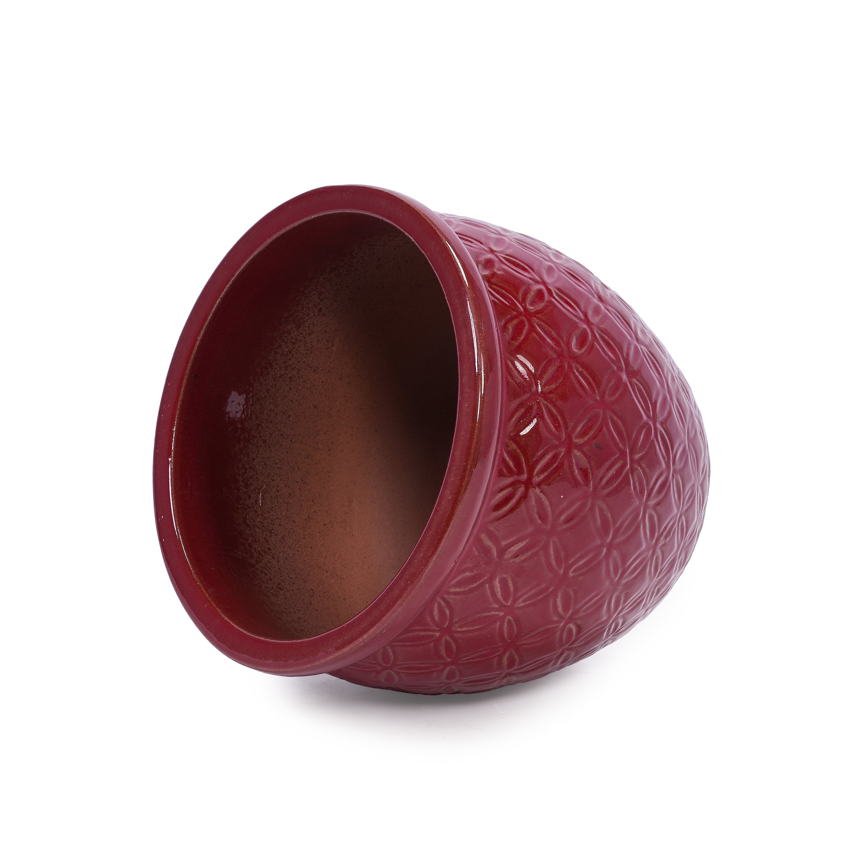 Set of 3 Ceramic Flowerpots - Red