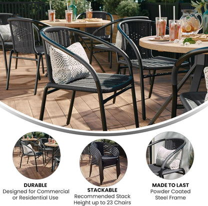 Set of 4 Modern Stackable Rattan Outdoor Dining Chairs