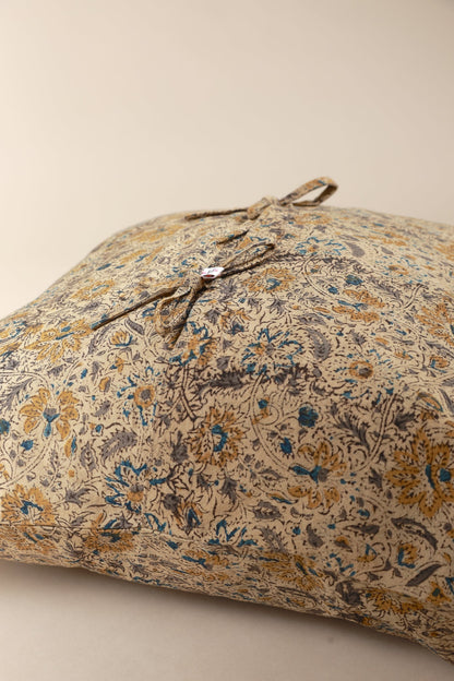 Golden Earth Kalamkari Handcrafted Pillow