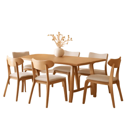 Mid Century Modern Dining Set - 7 Piece in Natural Oak
