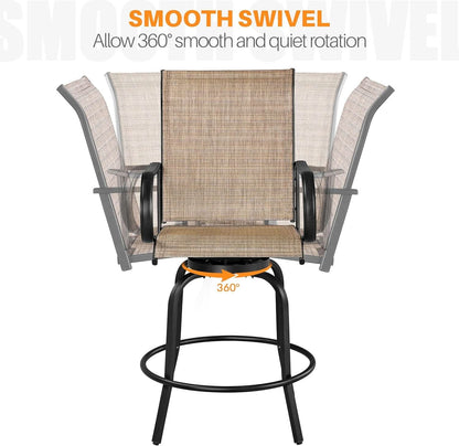 Outdoor Swivel Barstools - 4 Piece Set, Tan