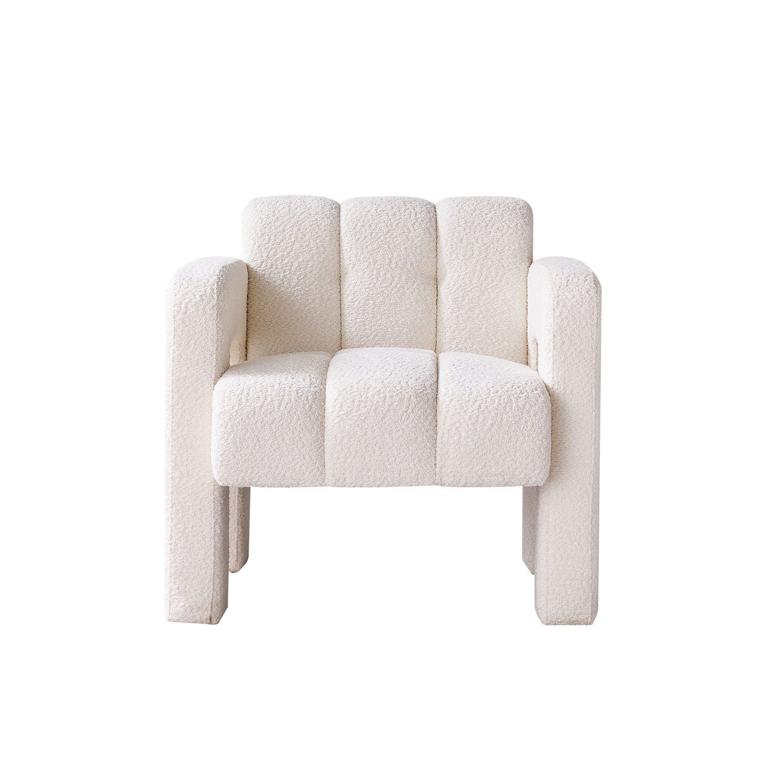 White Boucle Upholstered Accent Chair