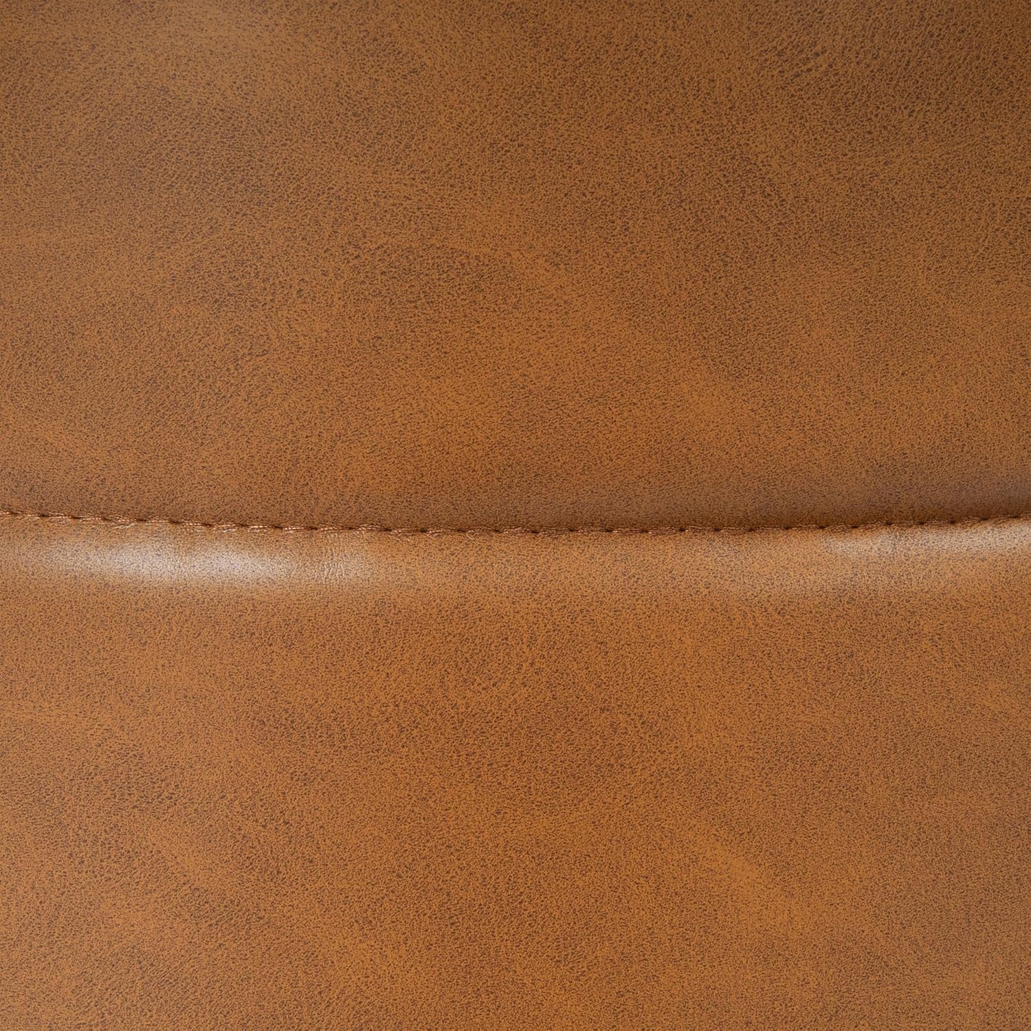 Round Upholstered Faux Leather Ottoman Footrest Camel