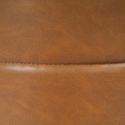 Round Upholstered Faux Leather Ottoman Footrest Camel