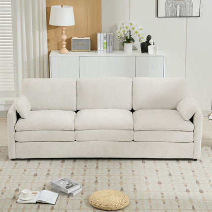 Cozy Upholstered 3-Seater Sofa with Plush Double Cushion and Ergonomic Design