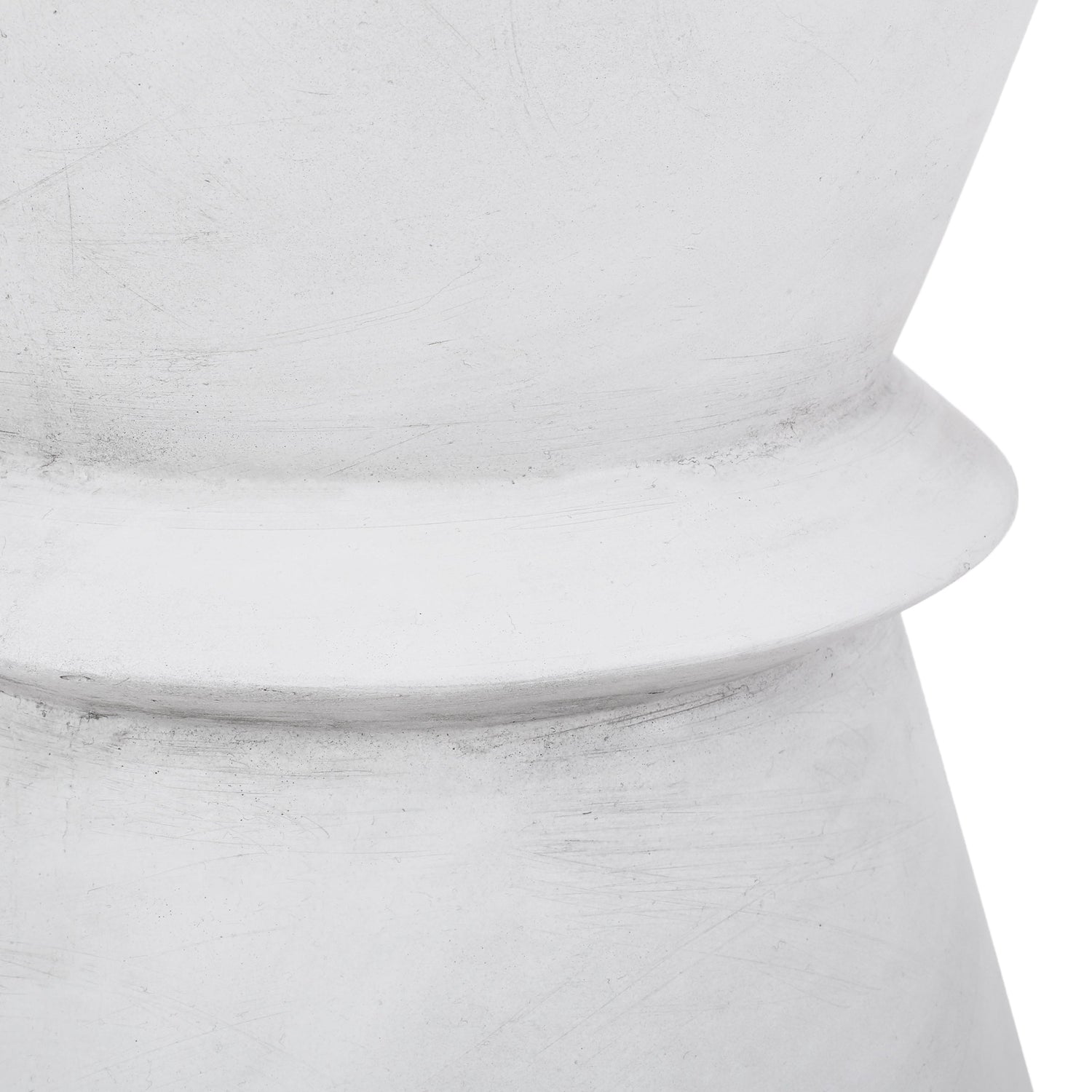Outdoor Lightweight Concrete Hourglass End Table in Antique White Finish