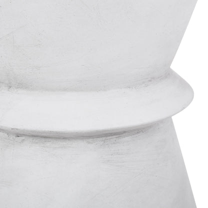 Outdoor Lightweight Concrete Hourglass End Table in Antique White Finish