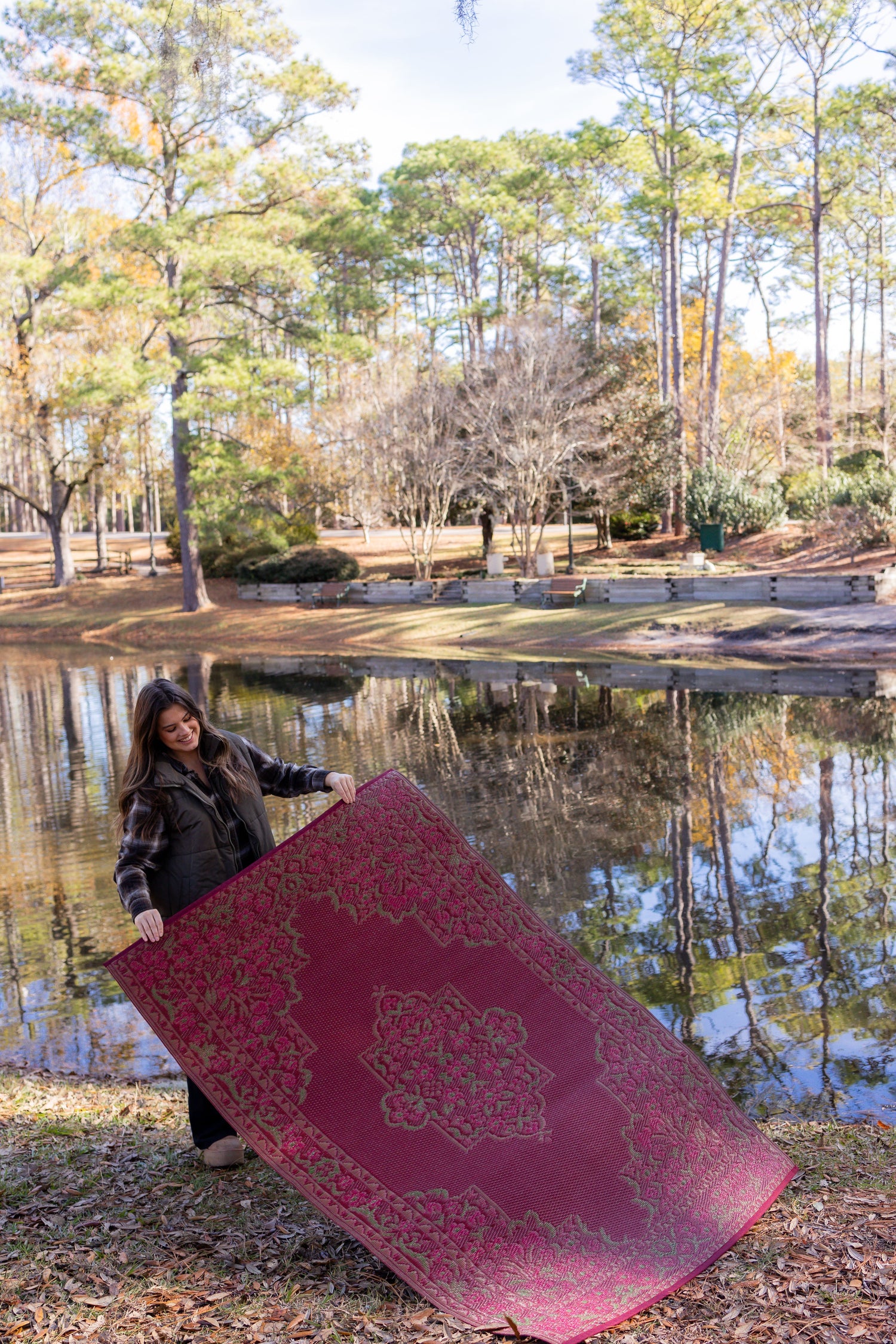 Bouquet Red Outdoor Mat