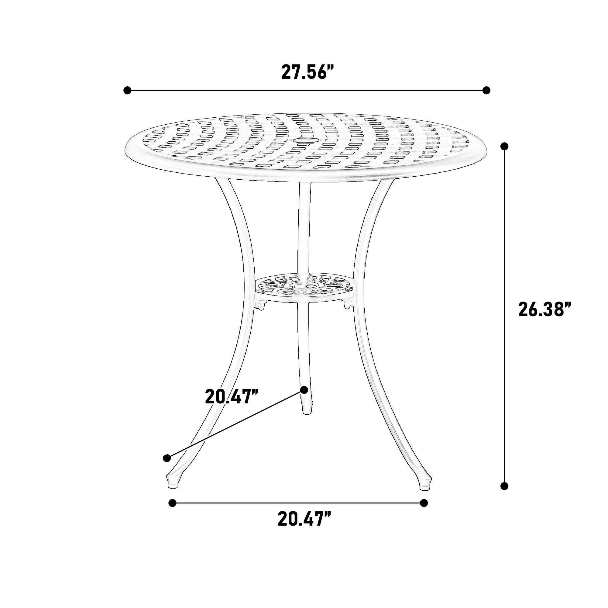 3 Piece All Weather Metal Bistro Table Set in White