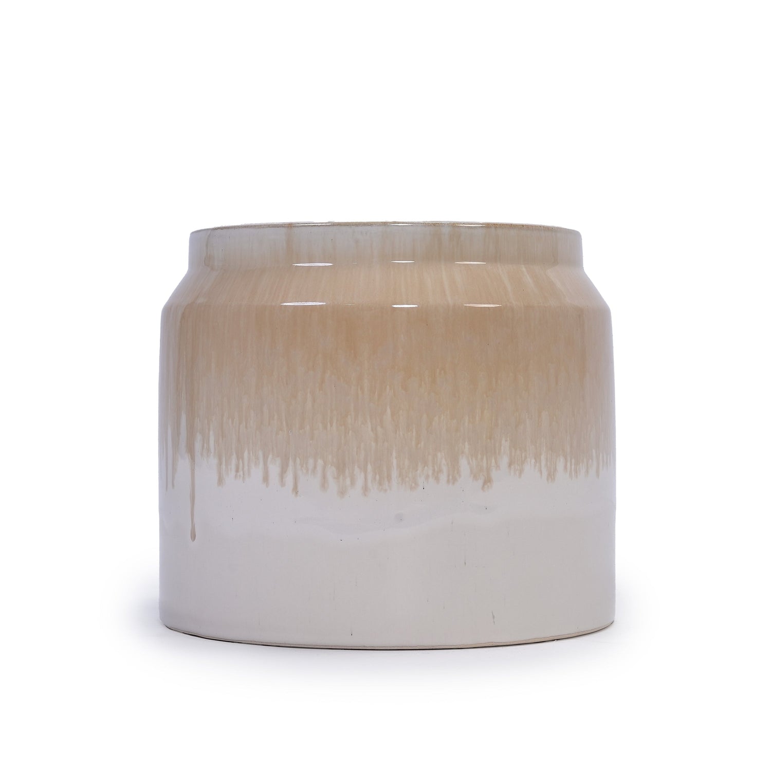 Set of 2 Gradient Ceramic Flowerpots - White/Brown
