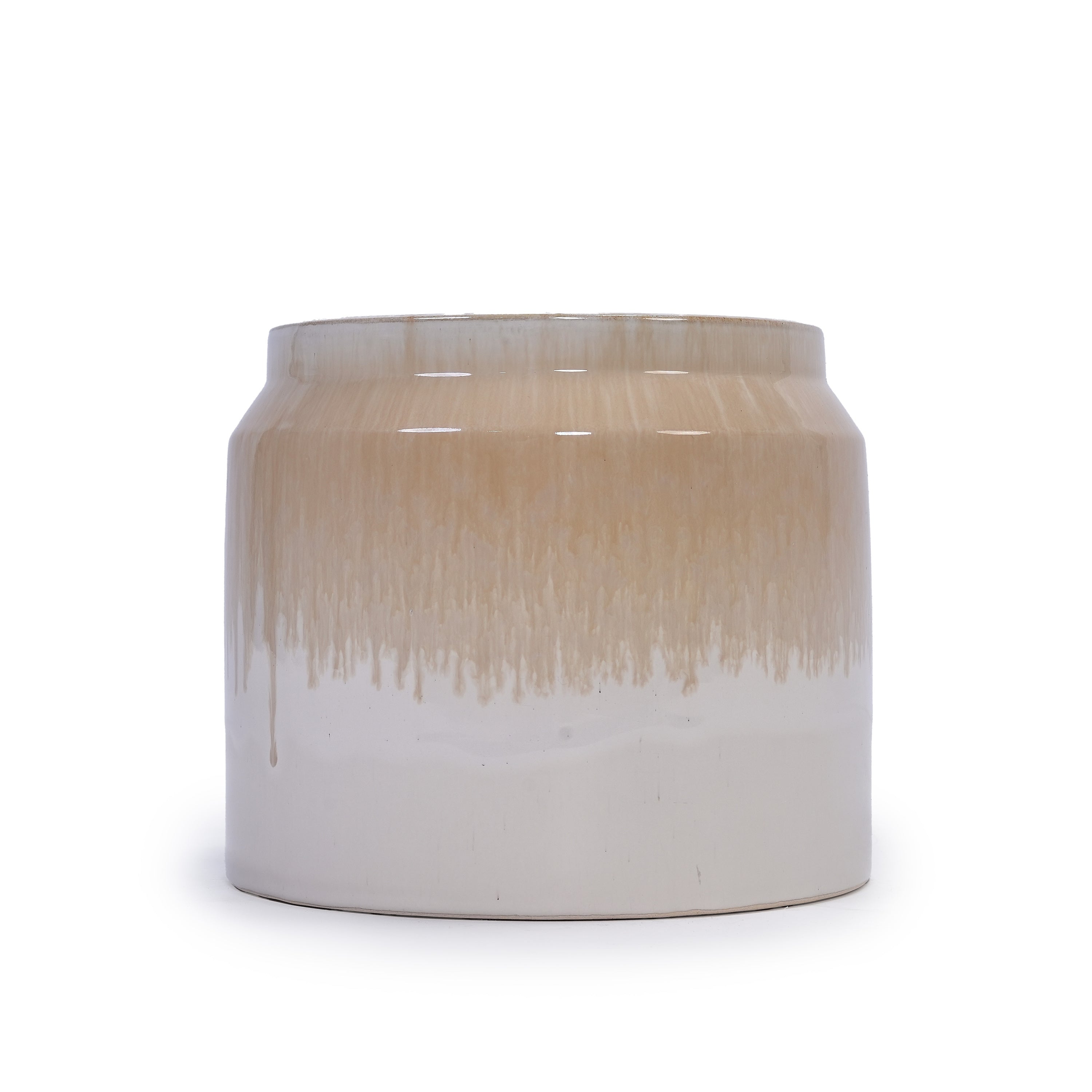 Set of 2 Gradient Ceramic Flowerpots - White/Brown