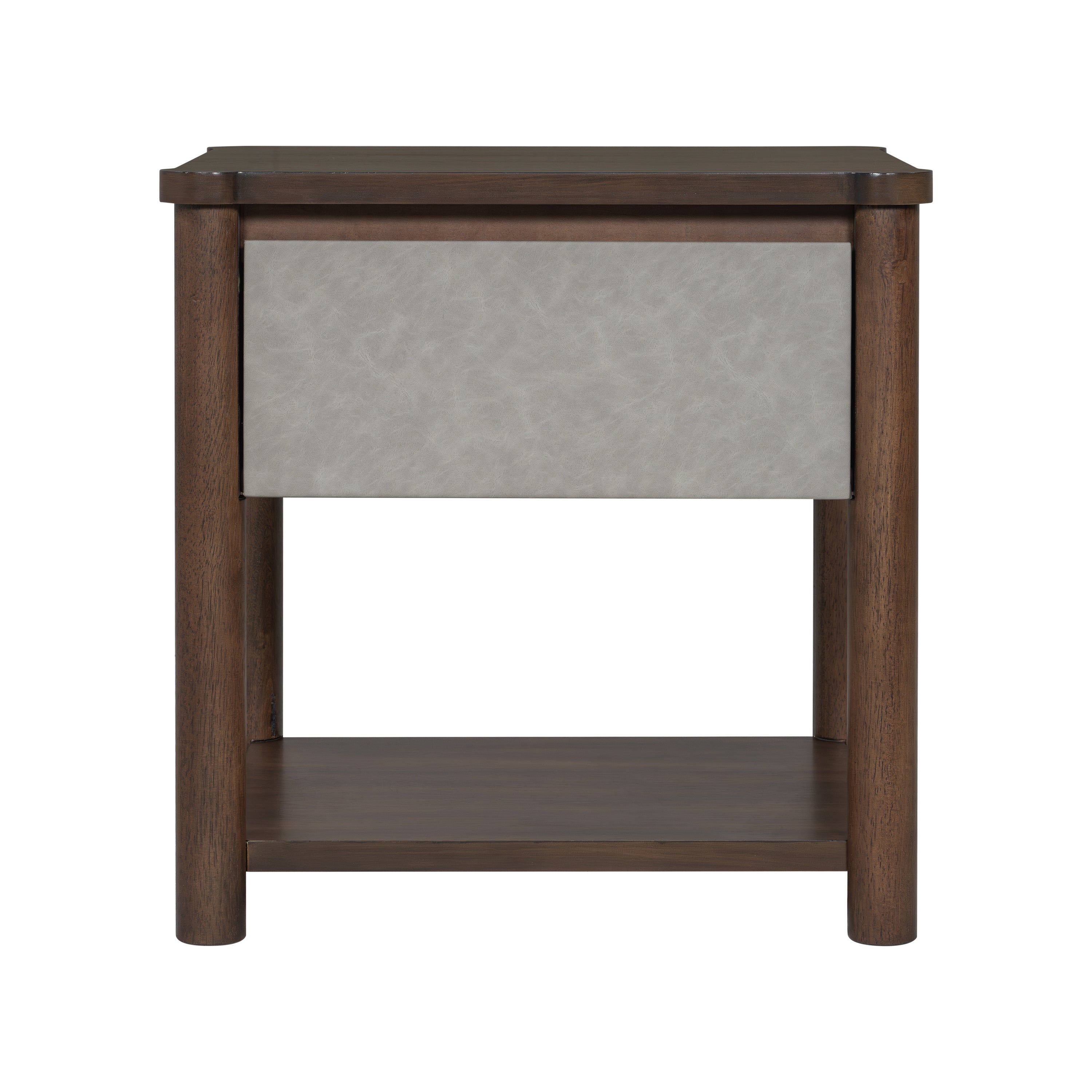 Modern Queen Bed Frame Set with 2 Nightstands - Gray/Walnut
