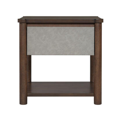 Modern Queen Bed Frame Set with 2 Nightstands - Gray/Walnut