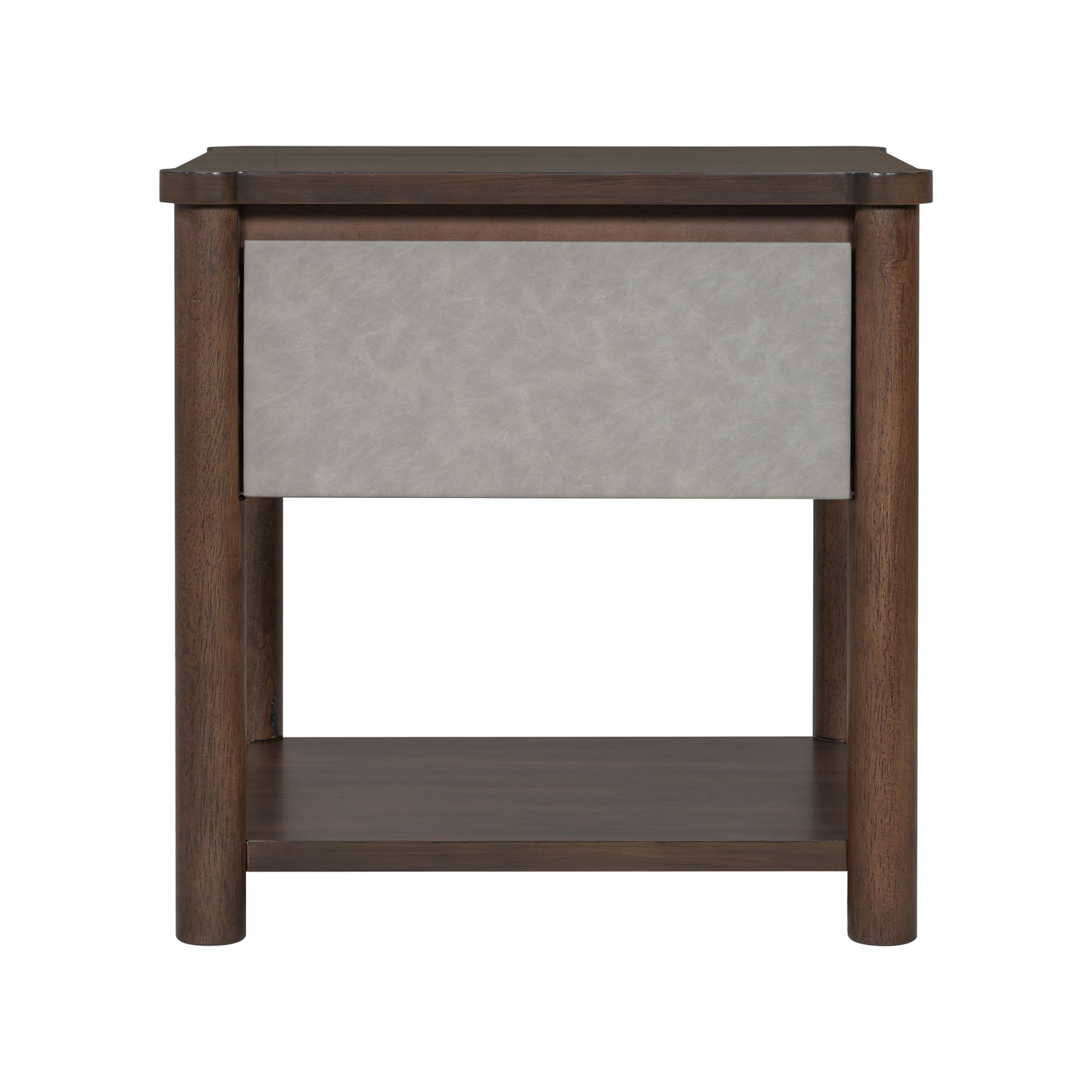 Modern King Bed Frame Set with 2 Nightstands - Gray/Walnut