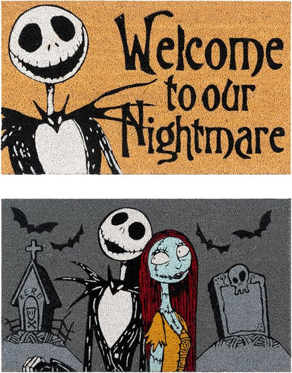 Set of 2 Nightmare Before Christmas Coir Doormats -  Welcome/Jack/Sally