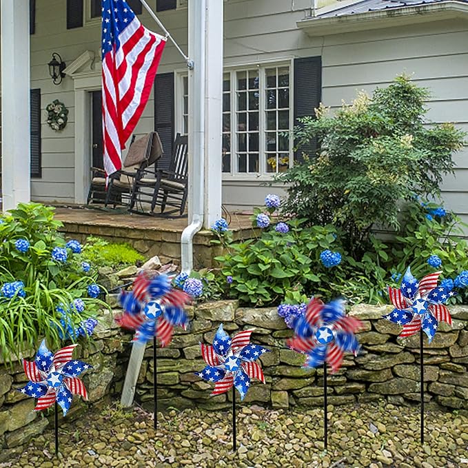 10 Pack Patriotic Pinwheel Decorations