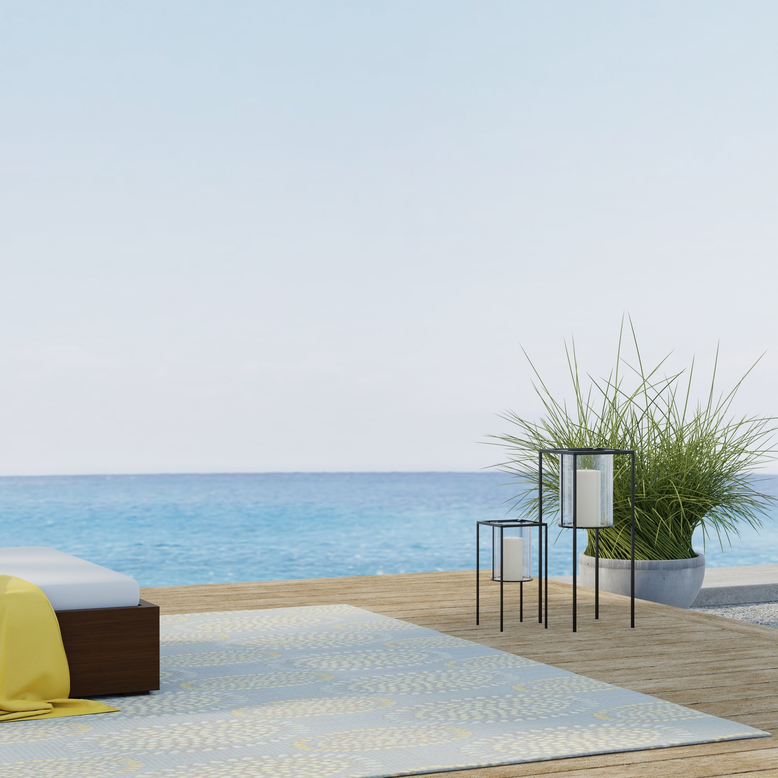 Molly Grey &amp; Yellow Outdoor Mat