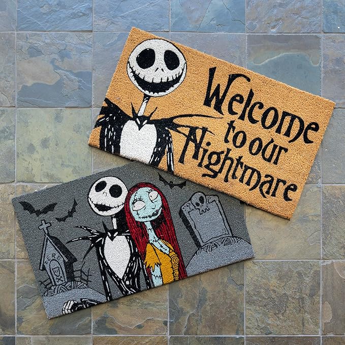 Set of 2 Nightmare Before Christmas Coir Doormats -  Welcome/Jack/Sally