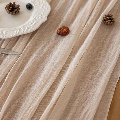 Rustic Gauze Cheesecloth Table Runner - 10 ft Beige