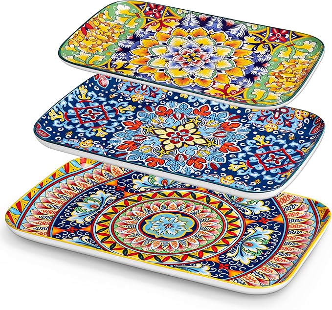 Set of 3 Vancasso Serving Platters - 16"/14"/12" Inch Rectangular Trays