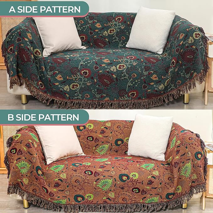 100% Cotton Soft Breathable Reversible Blanket - 80" x 90"