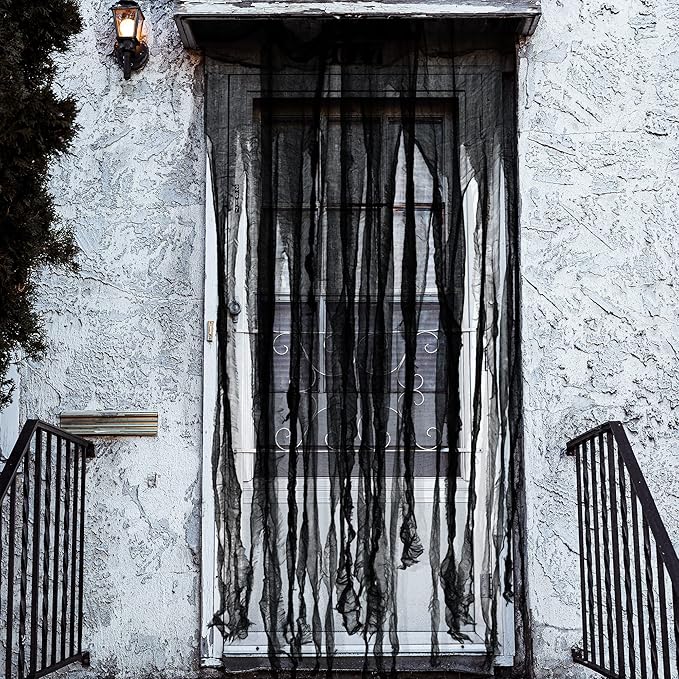 Set of 4 Black Doorway Curtains - 65 x 39 Inch