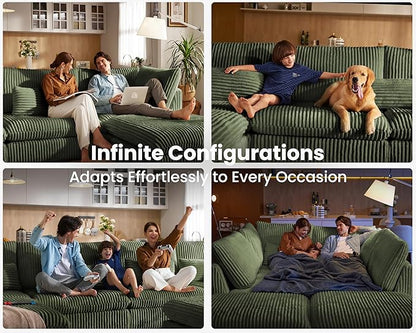 Oversized Modular Sectional with Chaise - Green Corduroy