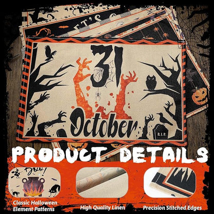 Set of 6 Vintage Halloween Washable Placemats - 12"x18"