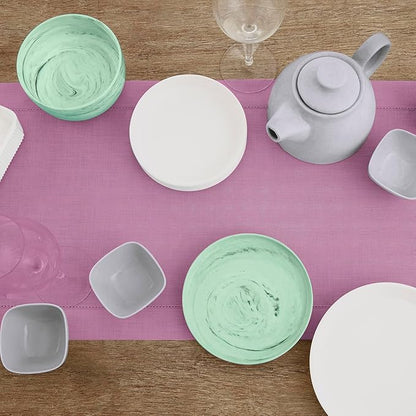 Classic Hemstitch 100% Pure Linen Table Runner 14 x 120 Inch - Violet