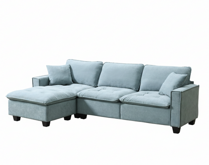 Modern Reversible Sofa Sectional in Sky Blue