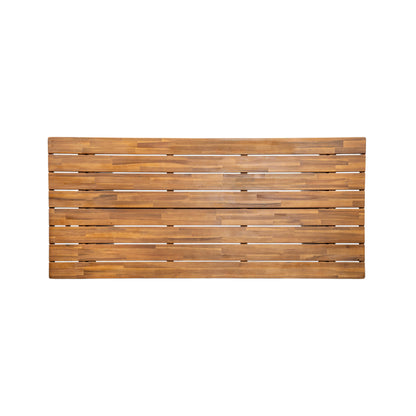 Outdoor Acacia Wood Dining Table - Teak + Light Brown Wicker
