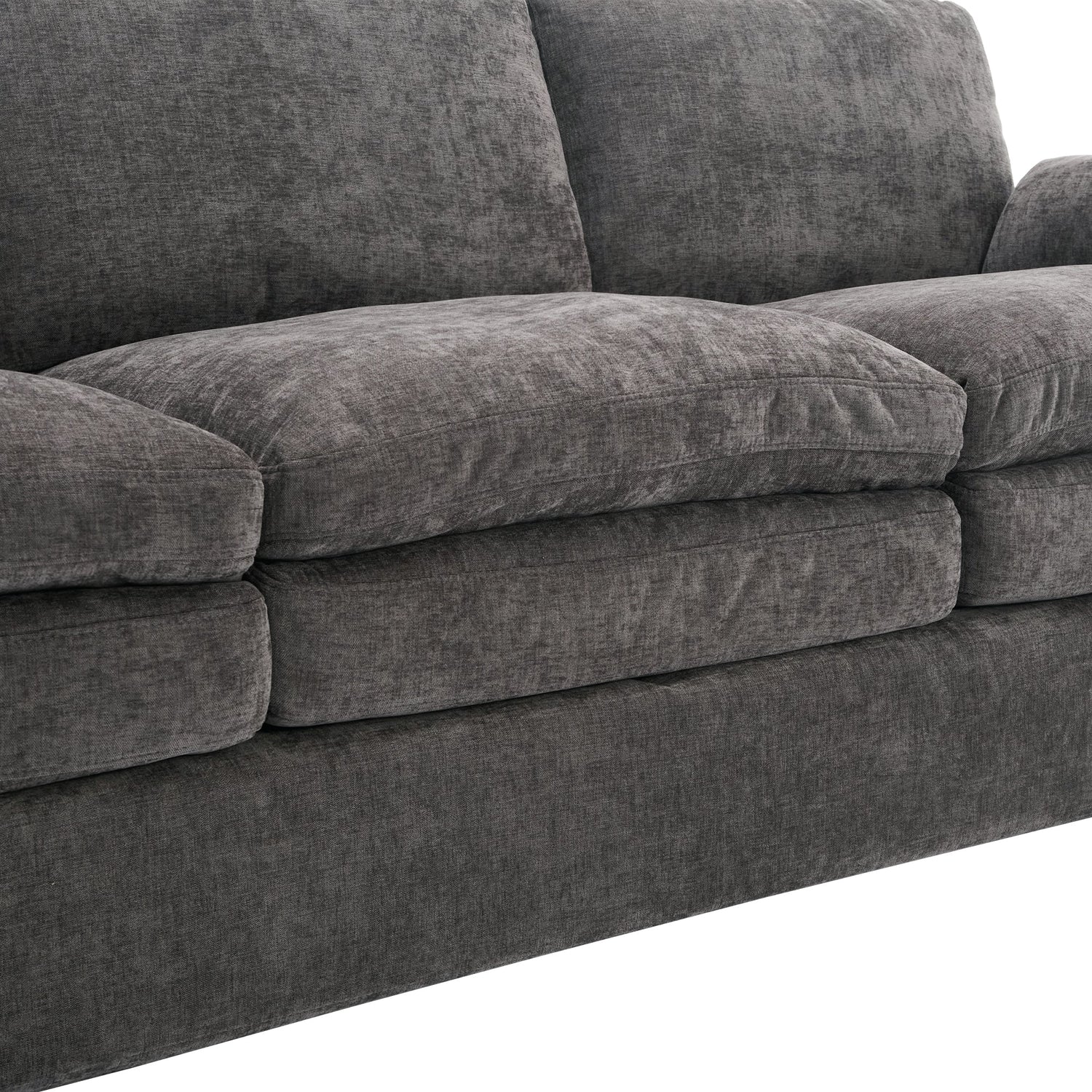 Cozy Upholstered Oversized 3-Seater Cloud Sofa in Dark Gray
