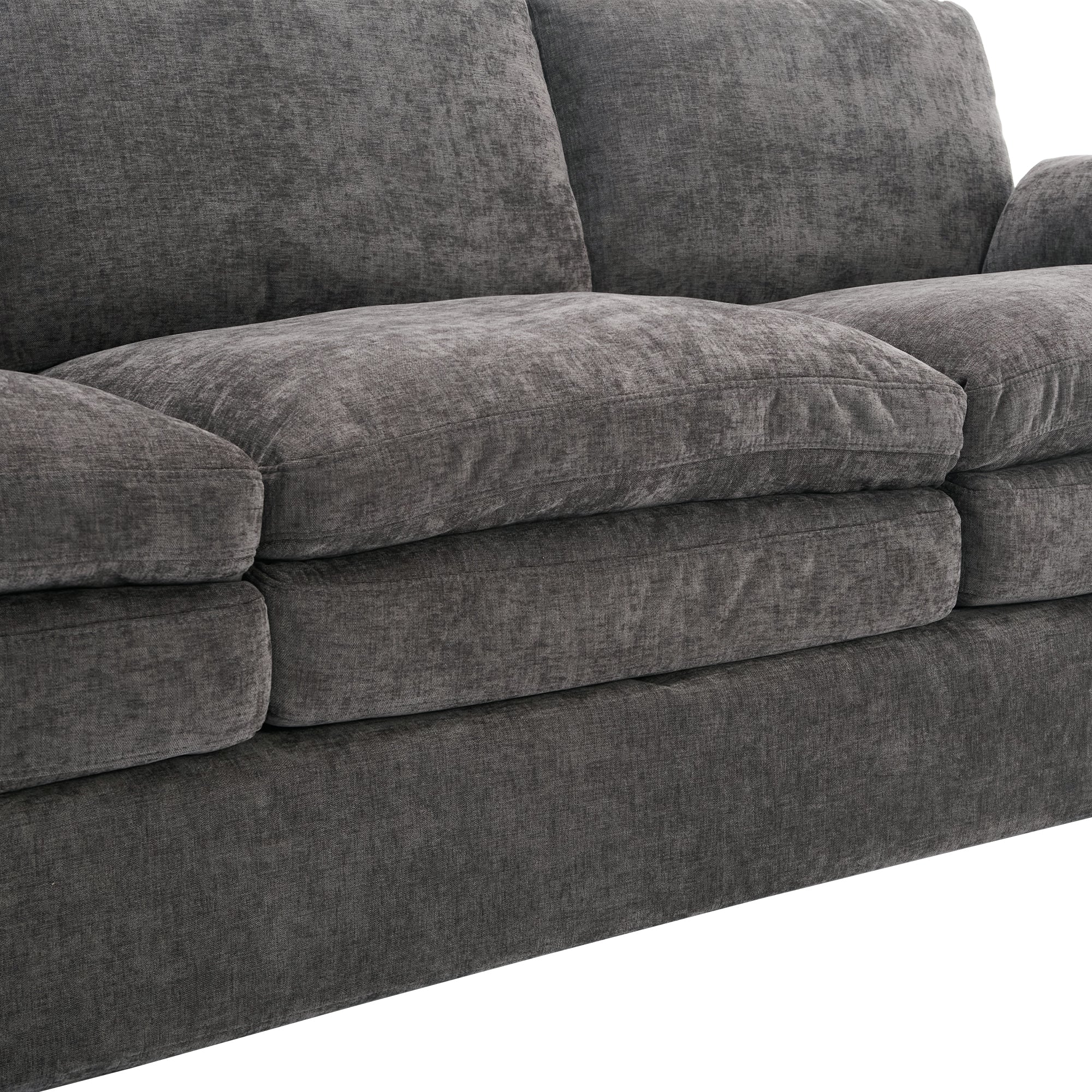 Cozy Upholstered Oversized 3-Seater Cloud Sofa in Dark Gray