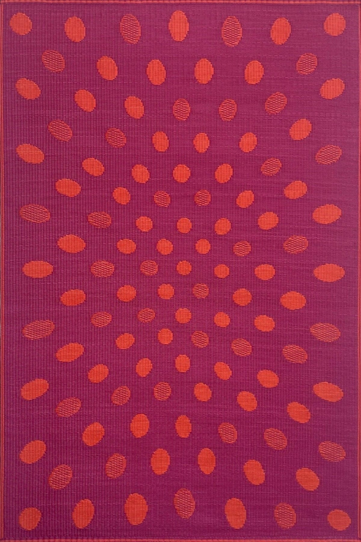 Crazy Dots Orange &amp; Red Reversible Outdoor Mat