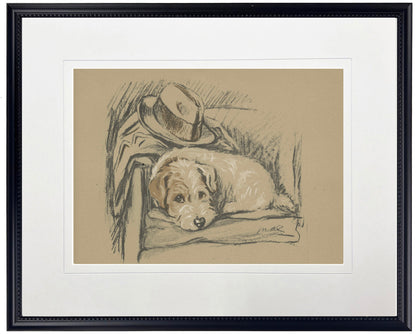 Dog with Hat Sketch Print in Black Frame - 20 x 16