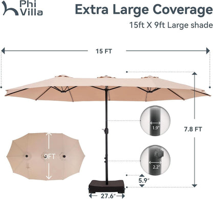 15 Foot Extra Large Patio Umbrella For Outdoor Shade