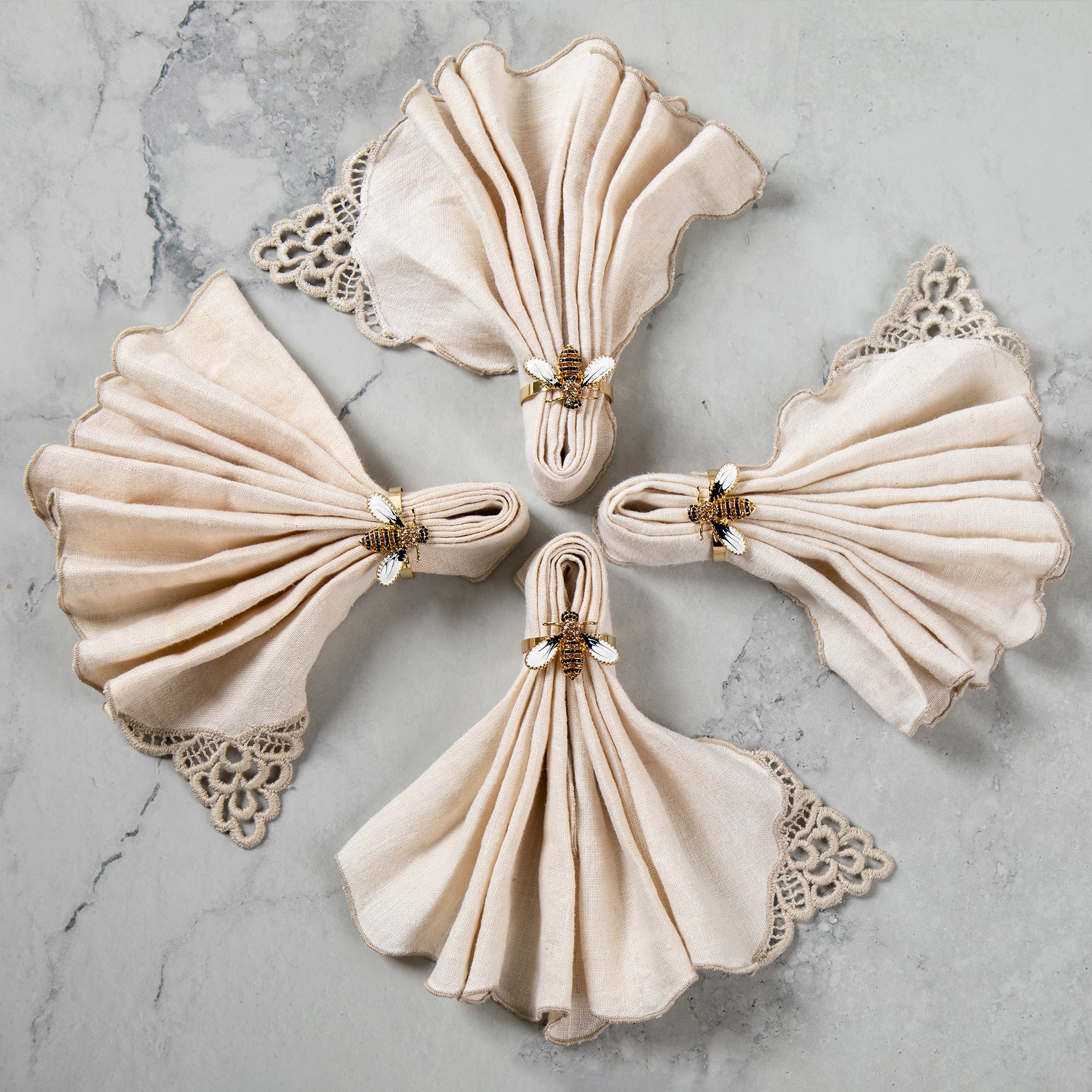 Elegant Bee Napkin Rings - Set of 4