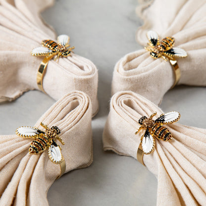 Elegant Bee Napkin Rings - Set of 4